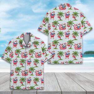 Enjoy Time Santa Flamingo Christmas In July Hawaiian Shirt