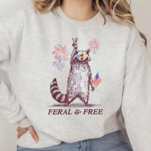 Feral And Free Funny USA 4th Of July Raccoon T shirt 2