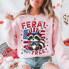 Feral But Free Adorable Baby Raccoon 4th July T-shirt