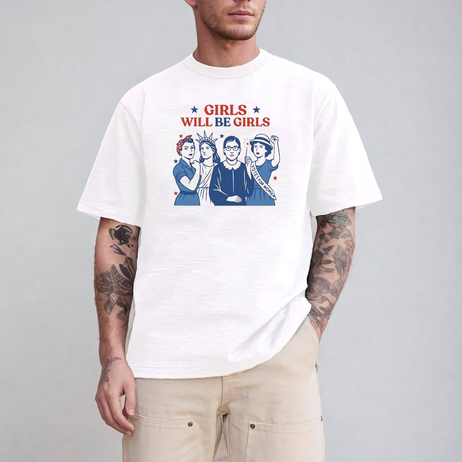 Girls Will Be Girls Patriotic Feminist 4th Of July T-shirt Girls Will Be Girls Patriotic Feminist 4th Of July T-shirt