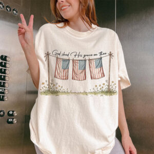 God Shed His Grace On Thee 4th of July Faith and Freedom Comfort Colors T shirt 2