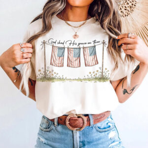 God Shed His Grace On Thee 4th of July Faith and Freedom Comfort Colors T shirt 3