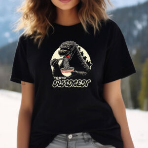 Godzilla Giant Monster eating ramen T shirt