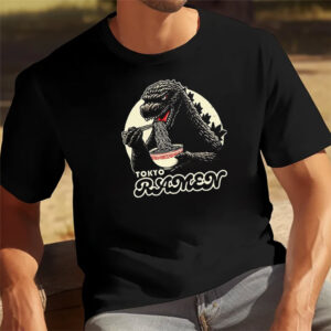 Godzilla Giant Monster eating ramen T shirt q