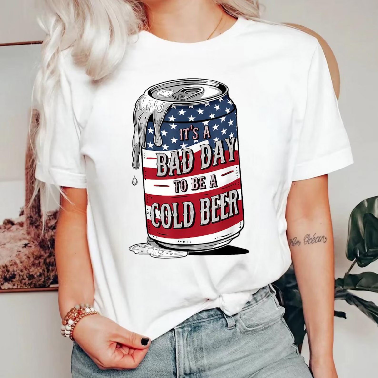 It's A Bad Day To Be A Cold Beer 4th Of July Tee It's A Bad Day To Be A Cold Beer 4th Of July Tee