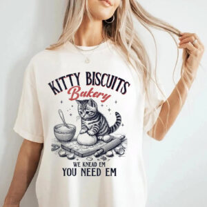 Kitty Biscuits Bakery Funny Cat Kneading T shirt 3