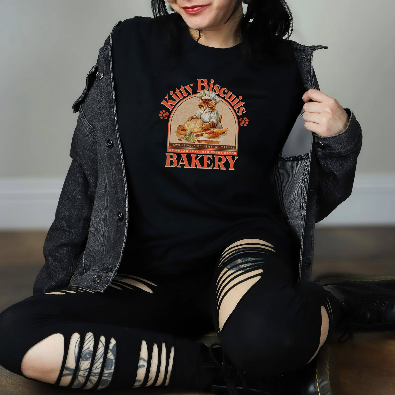 Kitty Biscuits Bakery We Knead Love Into Every Batch Vintage T-shirt Kitty Biscuits Bakery We Knead Love Into Every Batch Vintage T-shirt