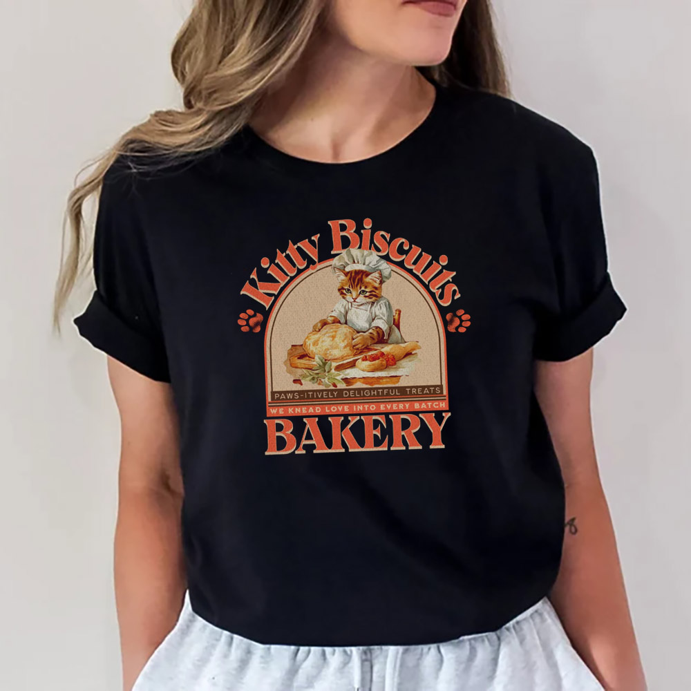 Kitty Biscuits Bakery We Knead Love Into Every Batch Vintage T-shirt Kitty Biscuits Bakery We Knead Love Into Every Batch Vintage T-shirt
