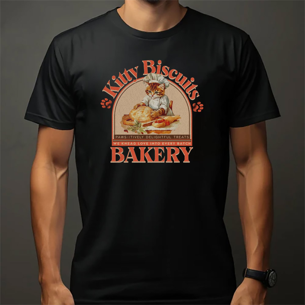 Kitty Biscuits Bakery We Knead Love Into Every Batch Vintage T-shirt Kitty Biscuits Bakery We Knead Love Into Every Batch Vintage T-shirt
