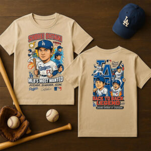 LA Dodgers Shohei Ohtani MLB's Most Wanted Japan Anime 2 sided T shirt No. 1