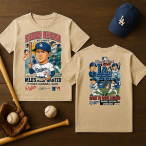 LA Dodgers Shohei Ohtani MLB's Most Wanted Japan Anime 2 sided T shirt No. 2