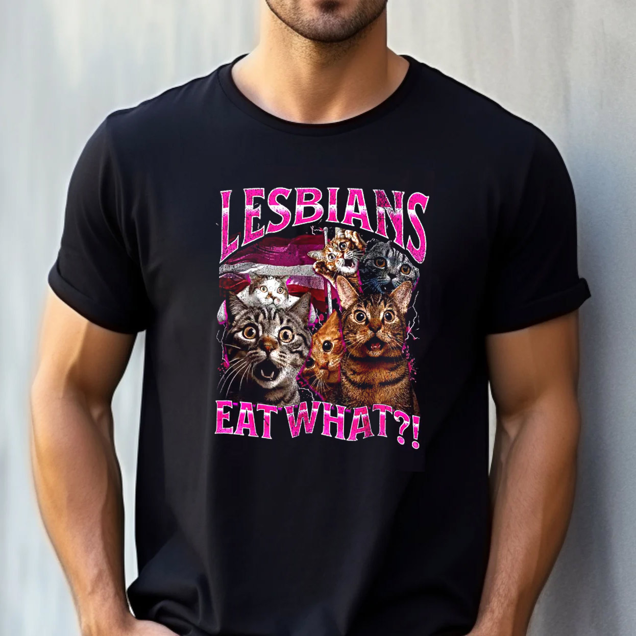 Lesbians Eat What Funny Surprise Cats 90s Graphic Tee Lesbians Eat What Funny Surprise Cats 90s Graphic Tee