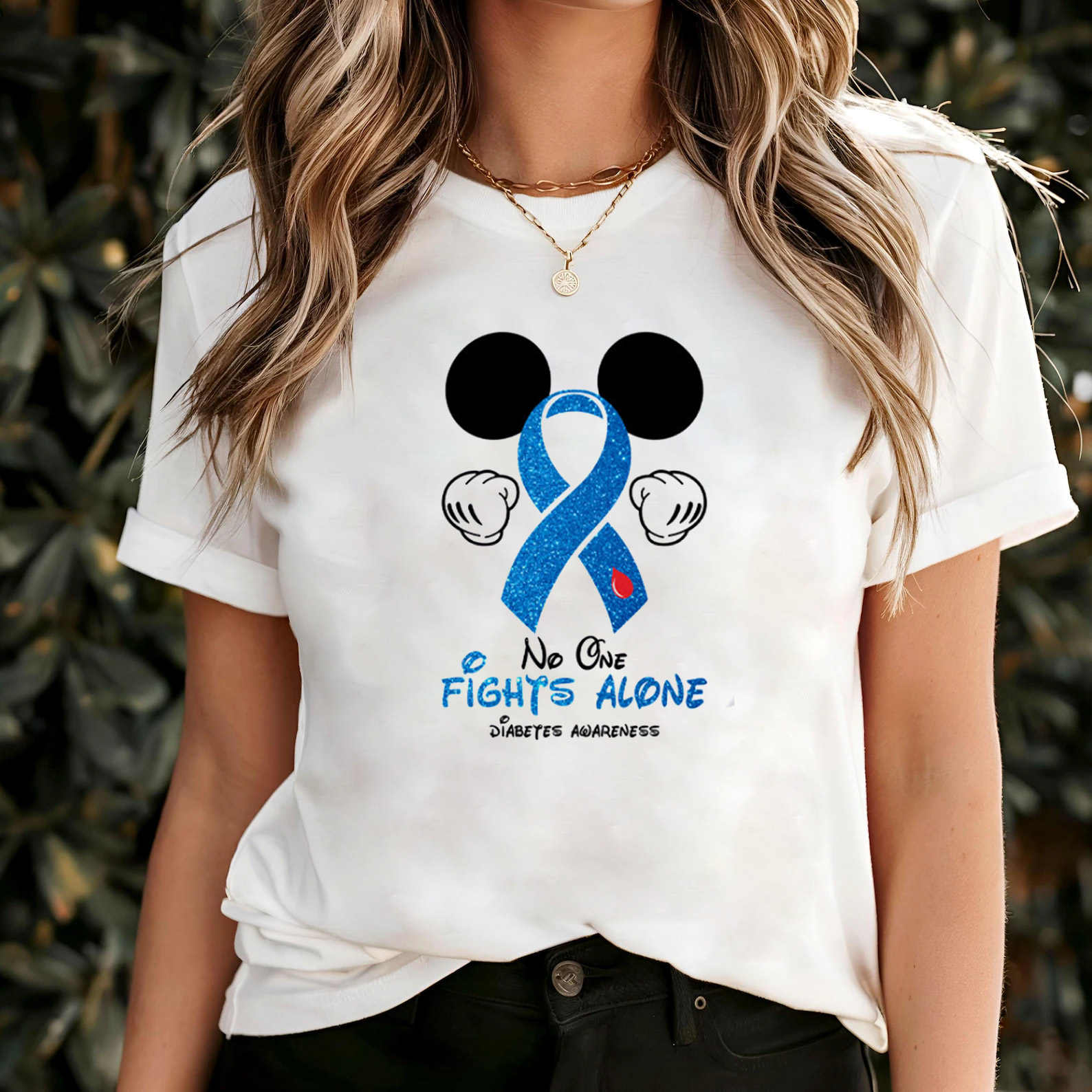 Mickey Mouse No One Fights Alone Diabetes Awareness T-shirt Mickey Mouse No One Fights Alone Diabetes Awareness T-shirt