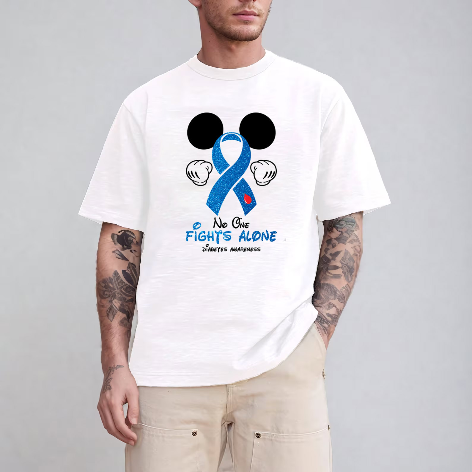 Mickey Mouse No One Fights Alone Diabetes Awareness T-shirt Mickey Mouse No One Fights Alone Diabetes Awareness T-shirt
