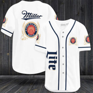 Miller Lite A Fine Pilsner Beer Baseball Jersey