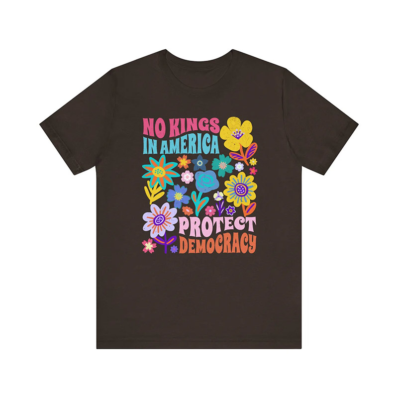 No Kings In America Protect Democracy Floral T-shirt No Kings In America Protect Democracy Floral T-shirt