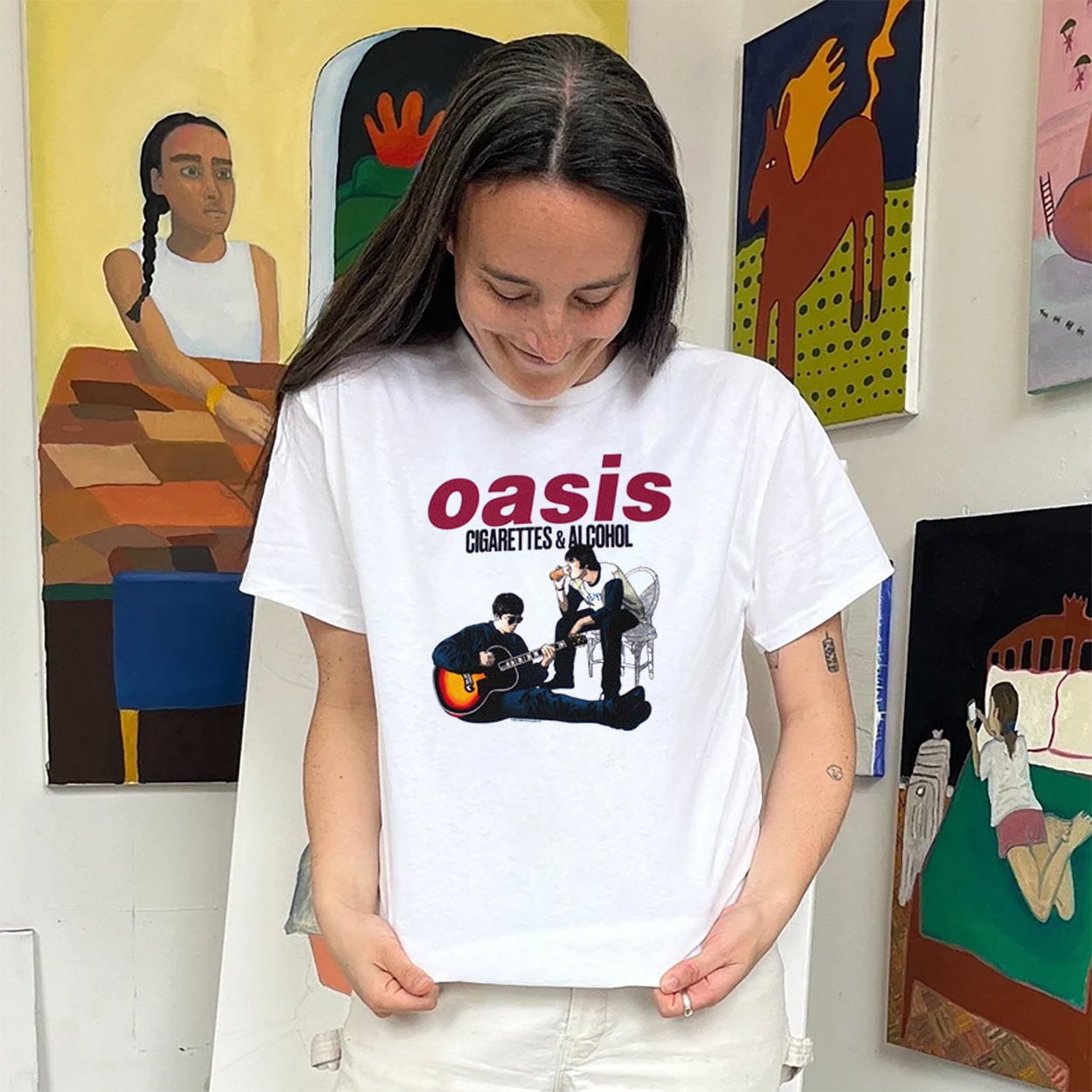 Oasis Cigarettes & Alcohol Illustration Vintage T-shirt Oasis Cigarettes & Alcohol Illustration Vintage T-shirt