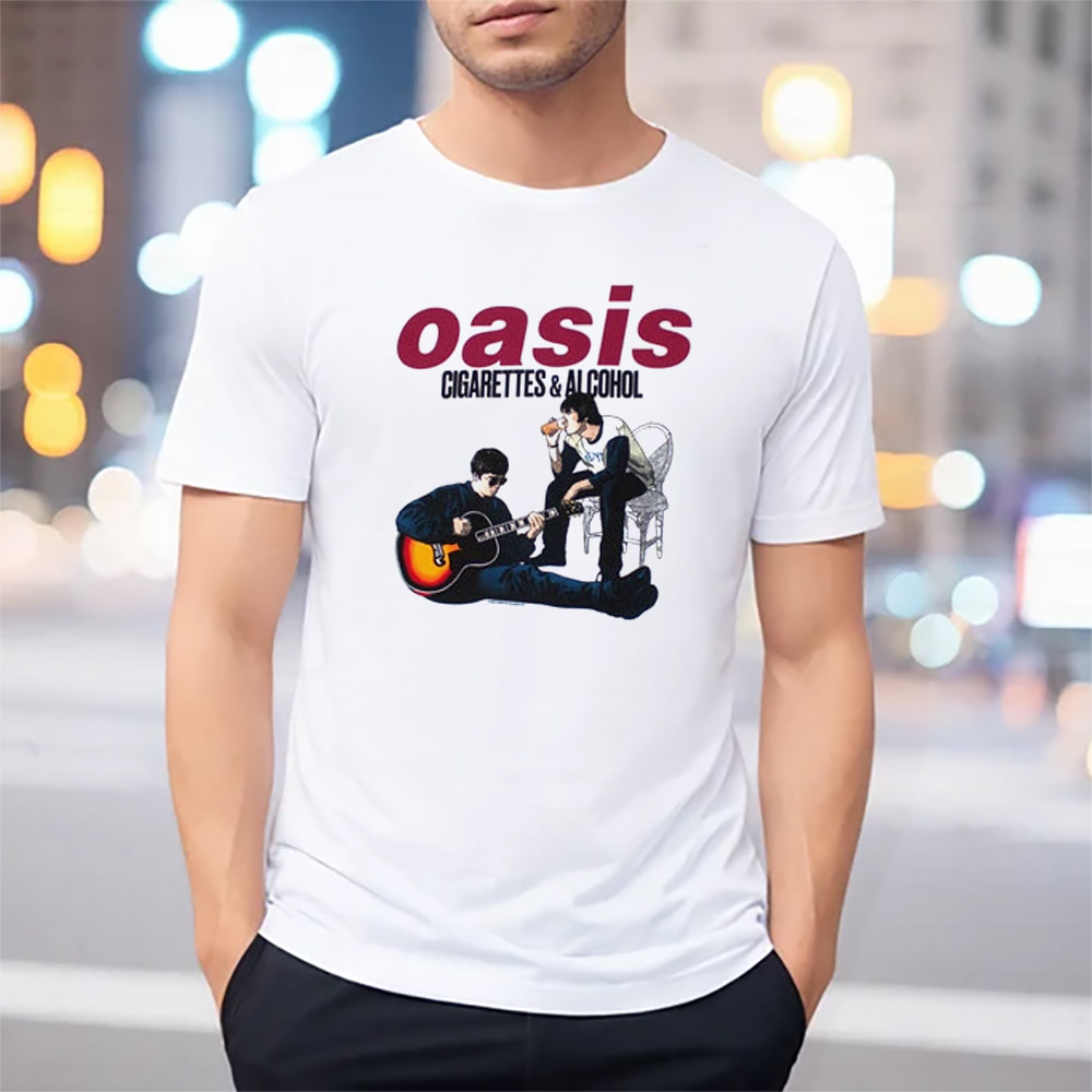Oasis Cigarettes & Alcohol Illustration Vintage T-shirt Oasis Cigarettes & Alcohol Illustration Vintage T-shirt