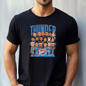 Oklahoma City Thunder 2025 NBA Finals Cartoon Roster Shirt 2