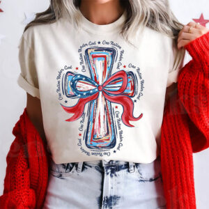 One Nation Under God Coquette Cross 4th of july shirts 1