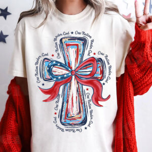 One Nation Under God Coquette Cross 4th of july shirts 3