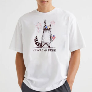 Patriotic raccoon feral and free 4th of july shirt