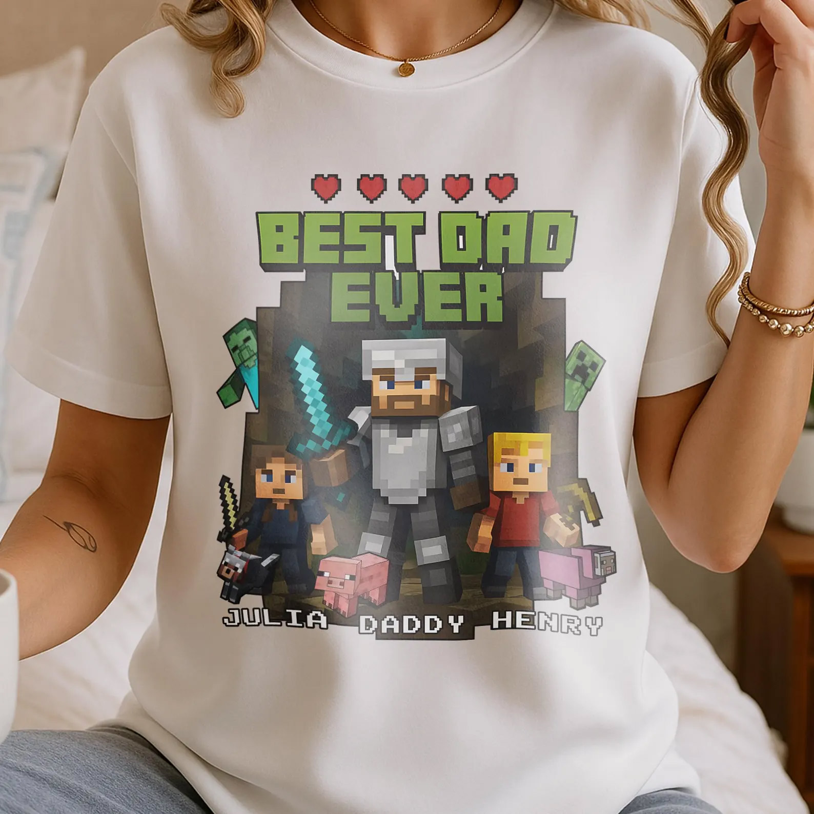 Personalized DadCraft Best Dad Ever Gaming Dad T-shirt Personalized DadCraft Best Dad Ever Gaming Dad T-shirt