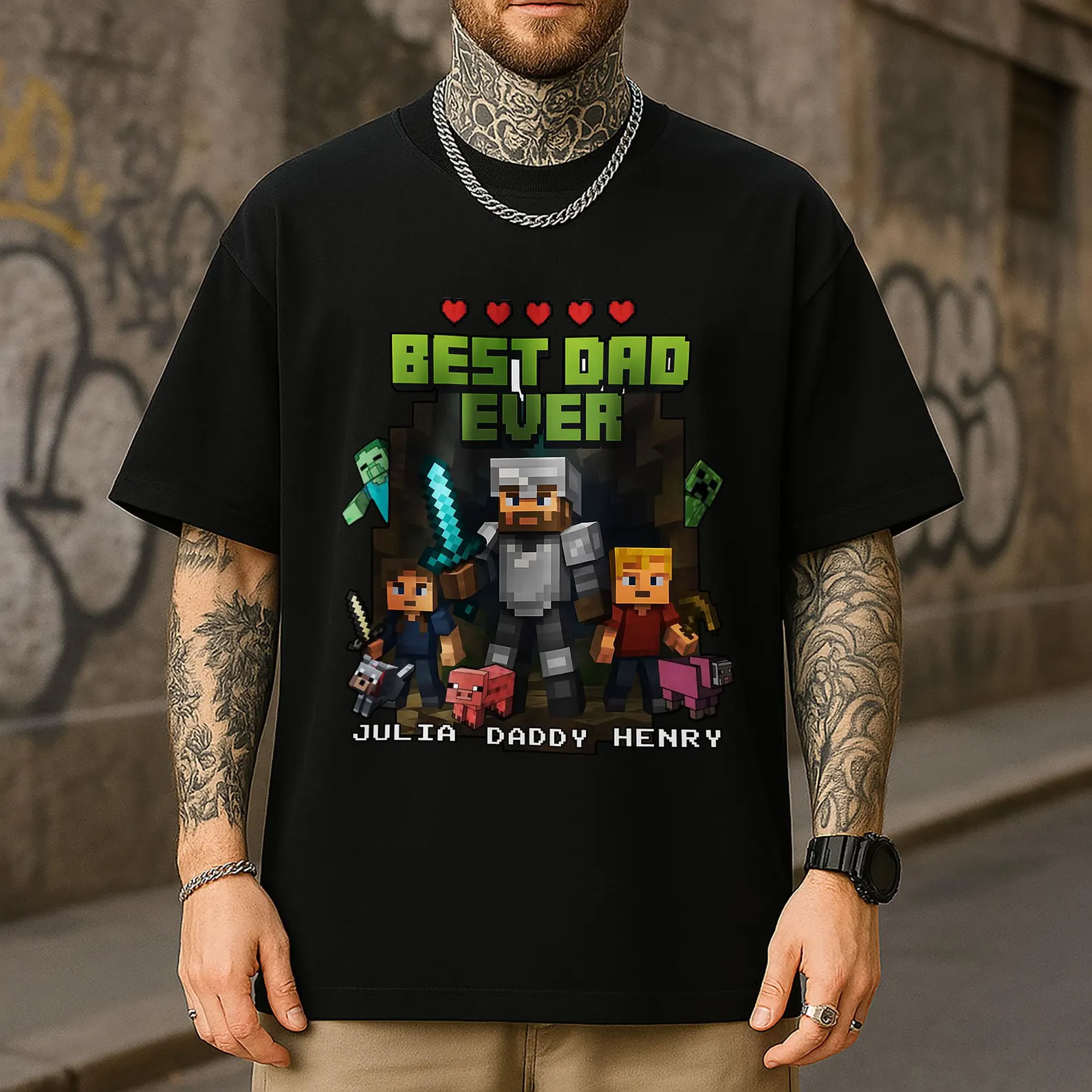 Personalized DadCraft Best Dad Ever Gaming Dad T-shirt Personalized DadCraft Best Dad Ever Gaming Dad T-shirt
