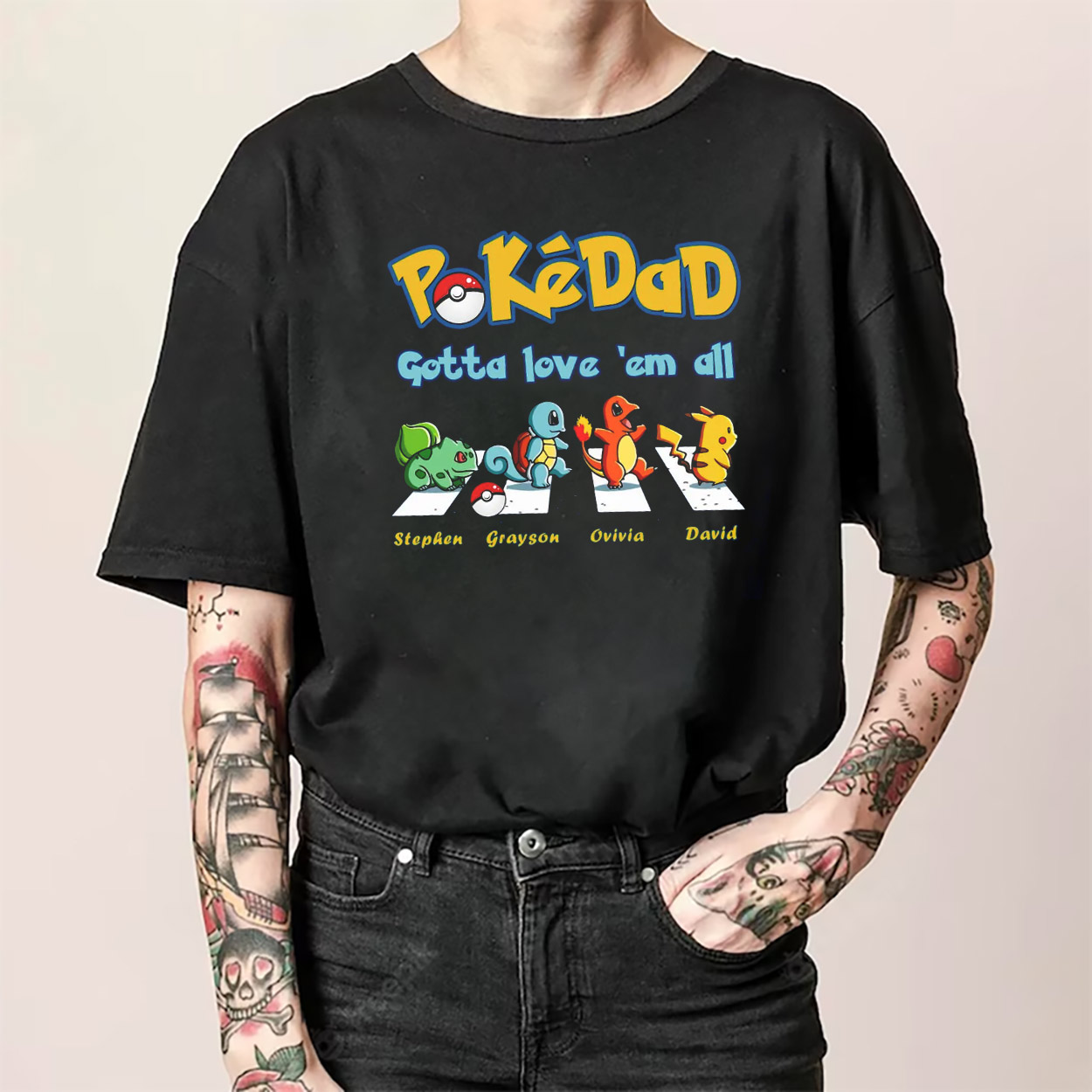 Personalized PokeDad Pokemon Family Abbey Road T-shirt Personalized PokeDad Pokemon Family Abbey Road T-shirt