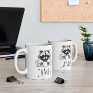 Personalized Raccoon Work Pencil Art Coffee Cup 1