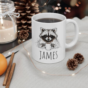 Personalized Raccoon Work Pencil Art Coffee Cup Personalized Raccoon Work Pencil Art Coffee Cup
