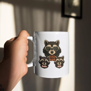 Personalized Rad Dad, Racoons Family Funny Mug 2