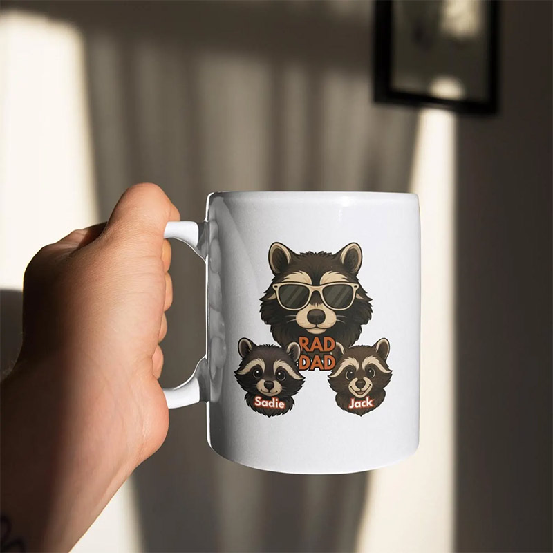 Personalized Rad Dad, Racoons Family Funny Mug Personalized Rad Dad, Racoons Family Funny Mug