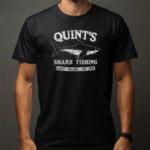 Quints Shark Fishing Jaws Movie 1975 T shirt 1