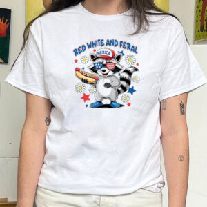 Red White And Feral Raccoon fourth of july t shirts 2