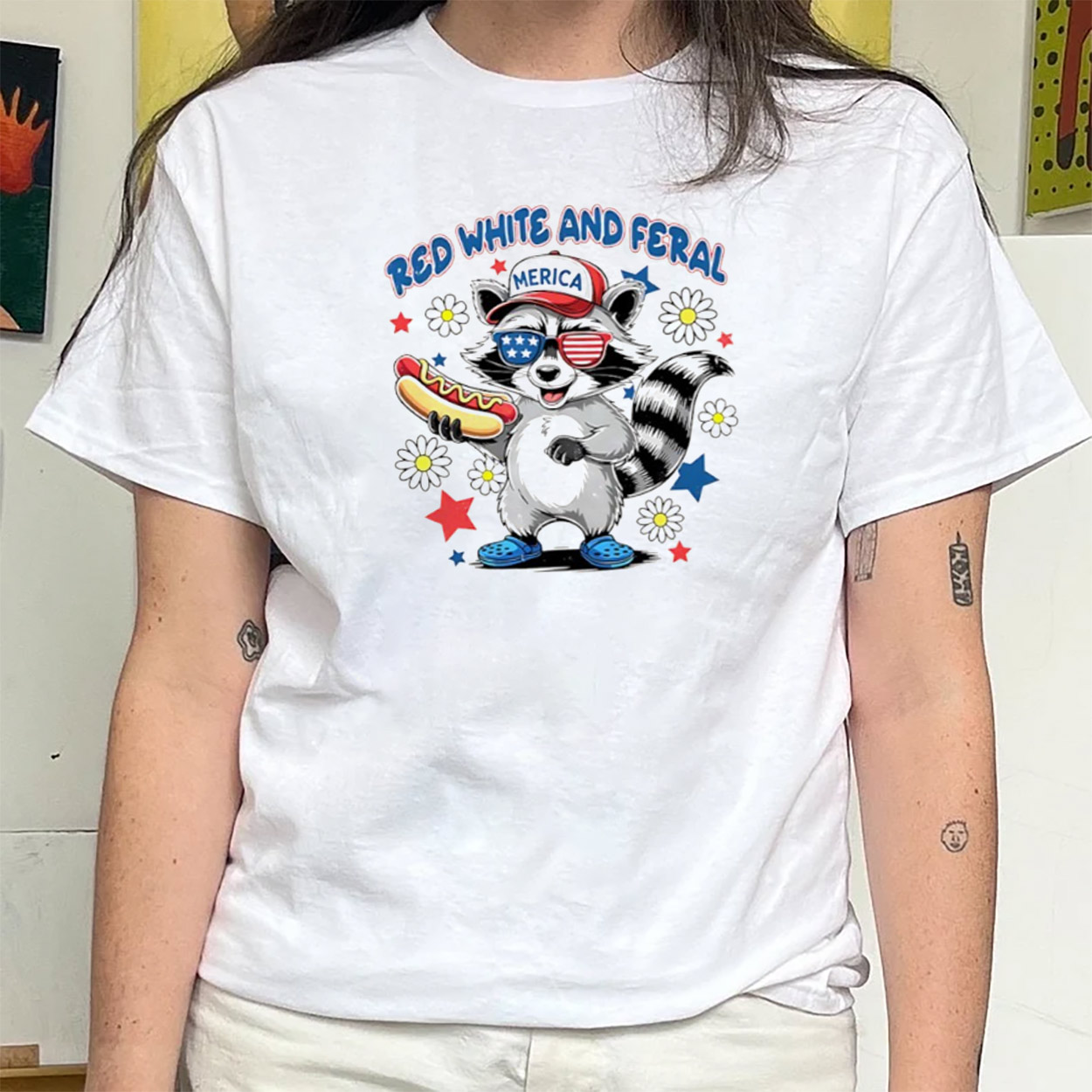 Red White And Feral Raccoon Fourth Of July T-shirts Red White And Feral Raccoon Fourth Of July T-shirts