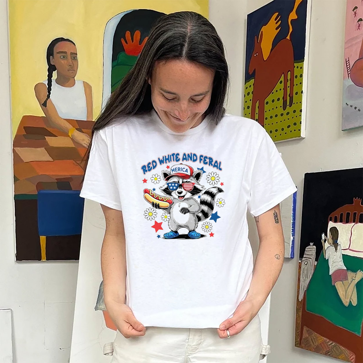 Red White And Feral Raccoon Fourth Of July T-shirts Red White And Feral Raccoon Fourth Of July T-shirts