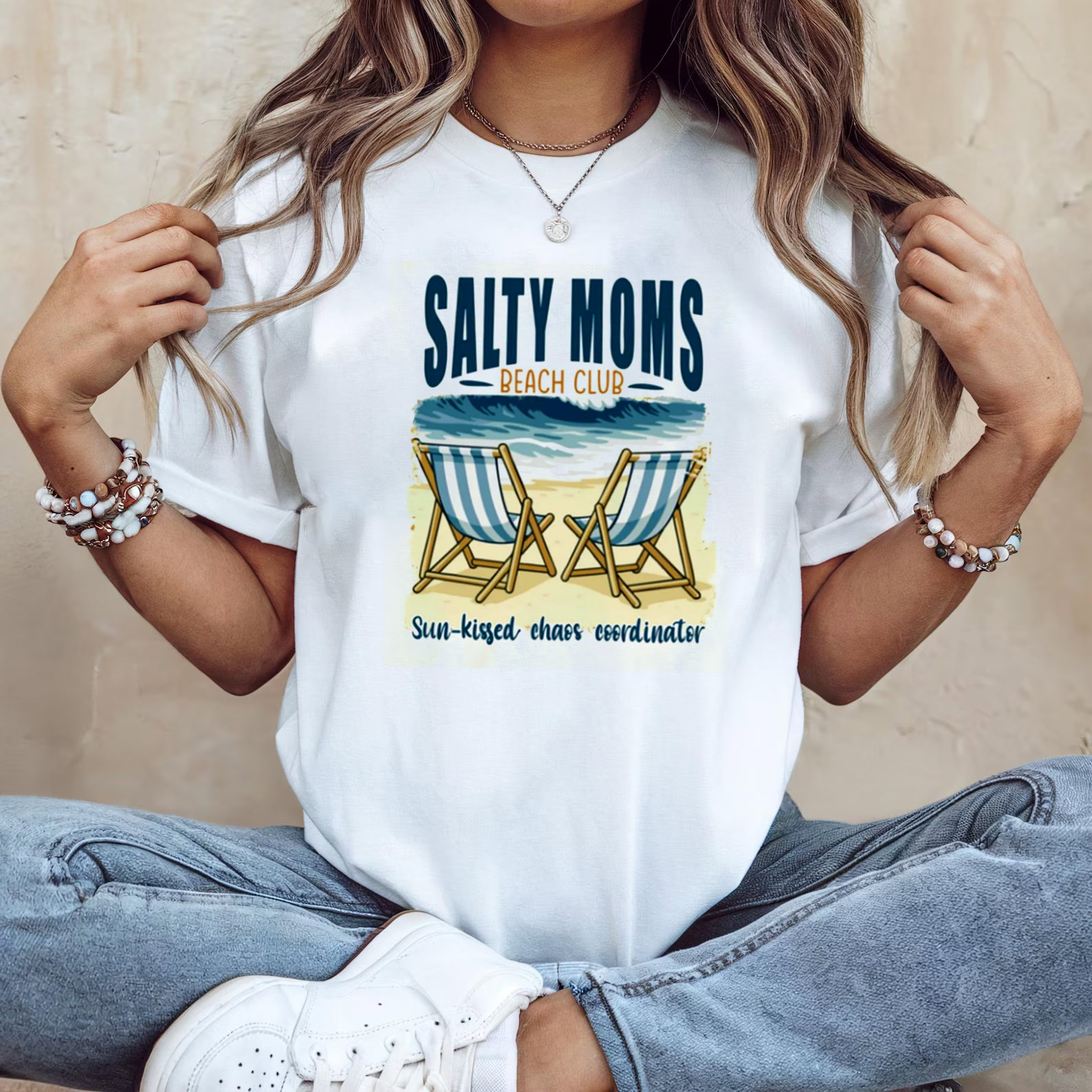 Salty Moms Beach Club Summer Vacation T-shirt Salty Moms Beach Club Summer Vacation T-shirt