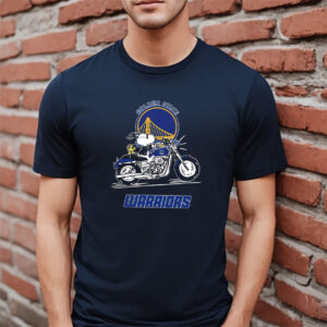 Snoopy And Woodstock Motorbike Golden State Warriors T shirt 3