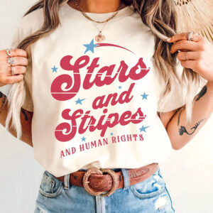 Stars and Stripes and Human Rights Freedom Retro Comfort Colors T shirt 3