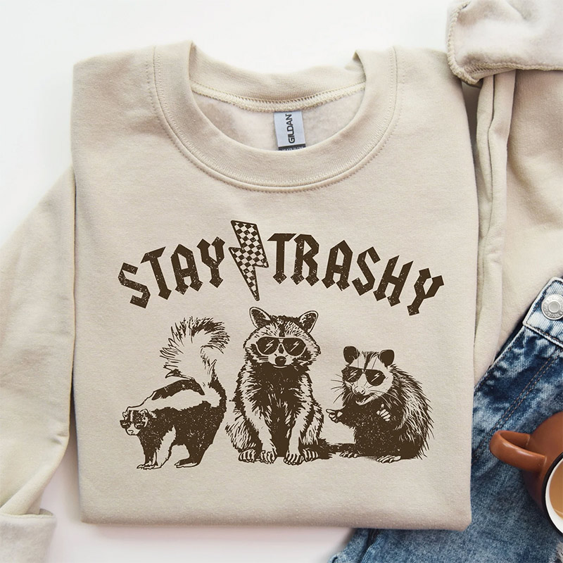 Stay Trashy Rock Raccoon Retro T-shirt Stay Trashy Rock Raccoon Retro T-shirt