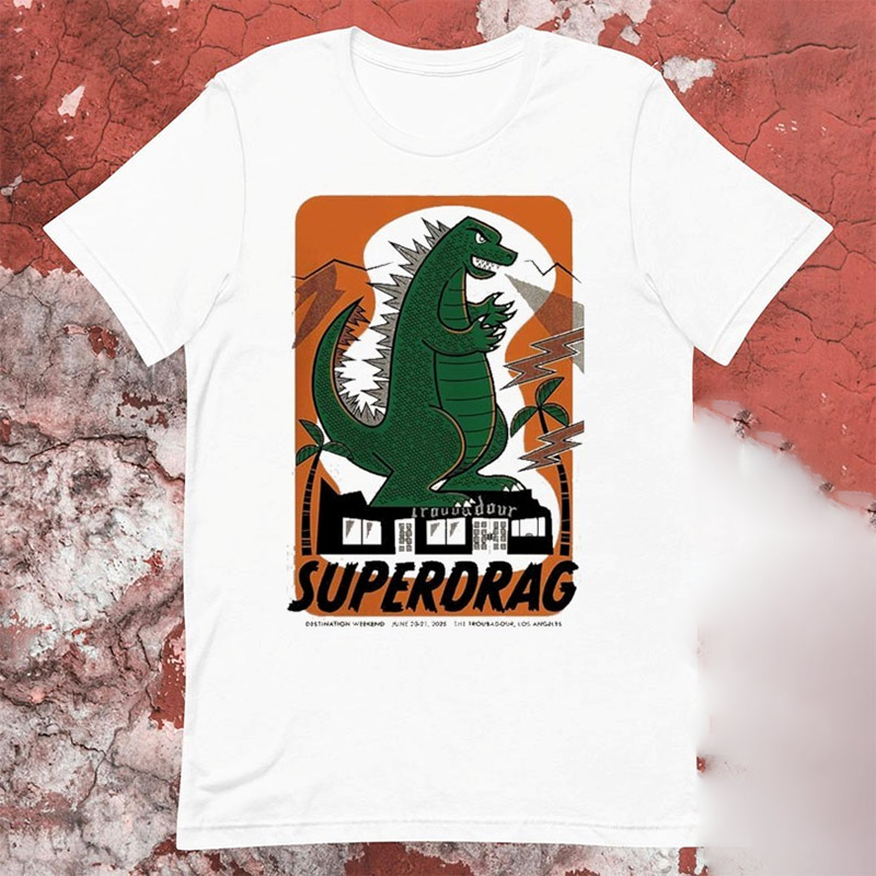 Superdrag Live At The Troubadour Green Godzilla T-shirt Superdrag Live At The Troubadour Green Godzilla T-shirt
