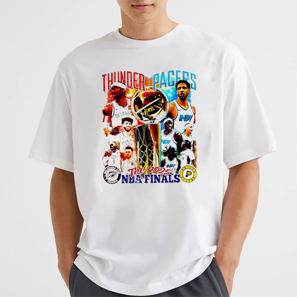 Thunder Vs Pacers The 2025 NBA Finals Basketball Champions Graphic T-shirt Thunder Vs Pacers The 2025 NBA Finals Basketball Champions Graphic T-shirt