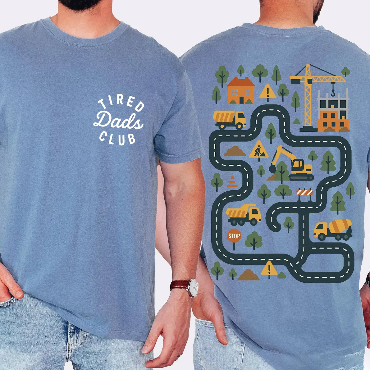 Tired Dads Club Construction Dad Comfort Colors T-shirt Tired Dads Club Construction Dad Comfort Colors T-shirt