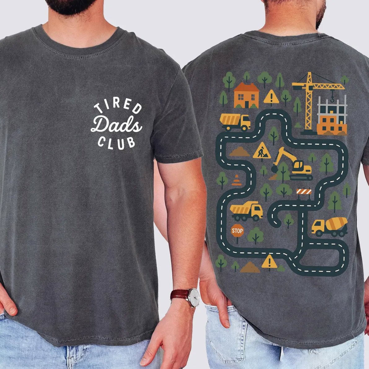 Tired Dads Club Construction Dad Comfort Colors T-shirt Tired Dads Club Construction Dad Comfort Colors T-shirt
