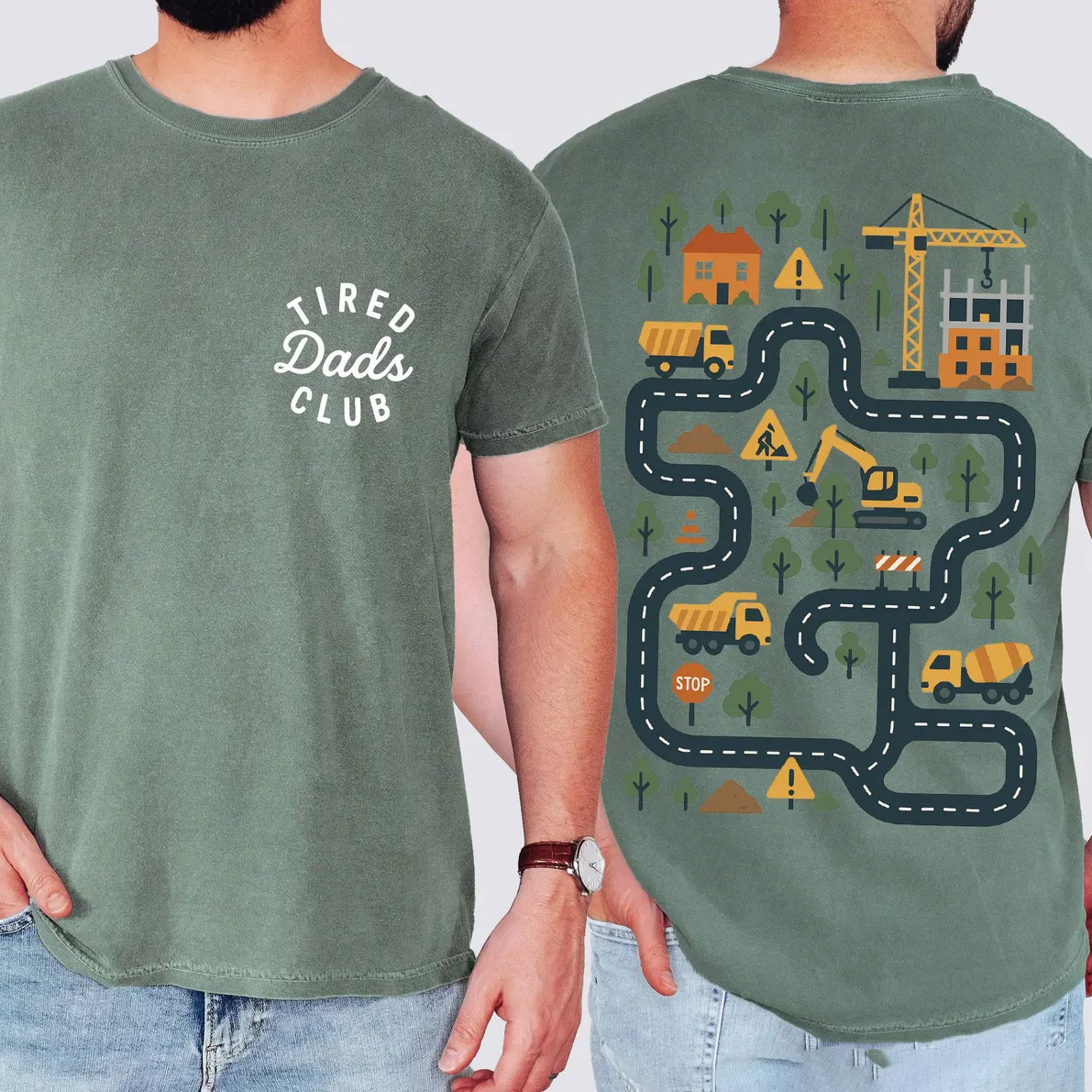 Tired Dads Club Construction Dad Comfort Colors T-shirt Tired Dads Club Construction Dad Comfort Colors T-shirt
