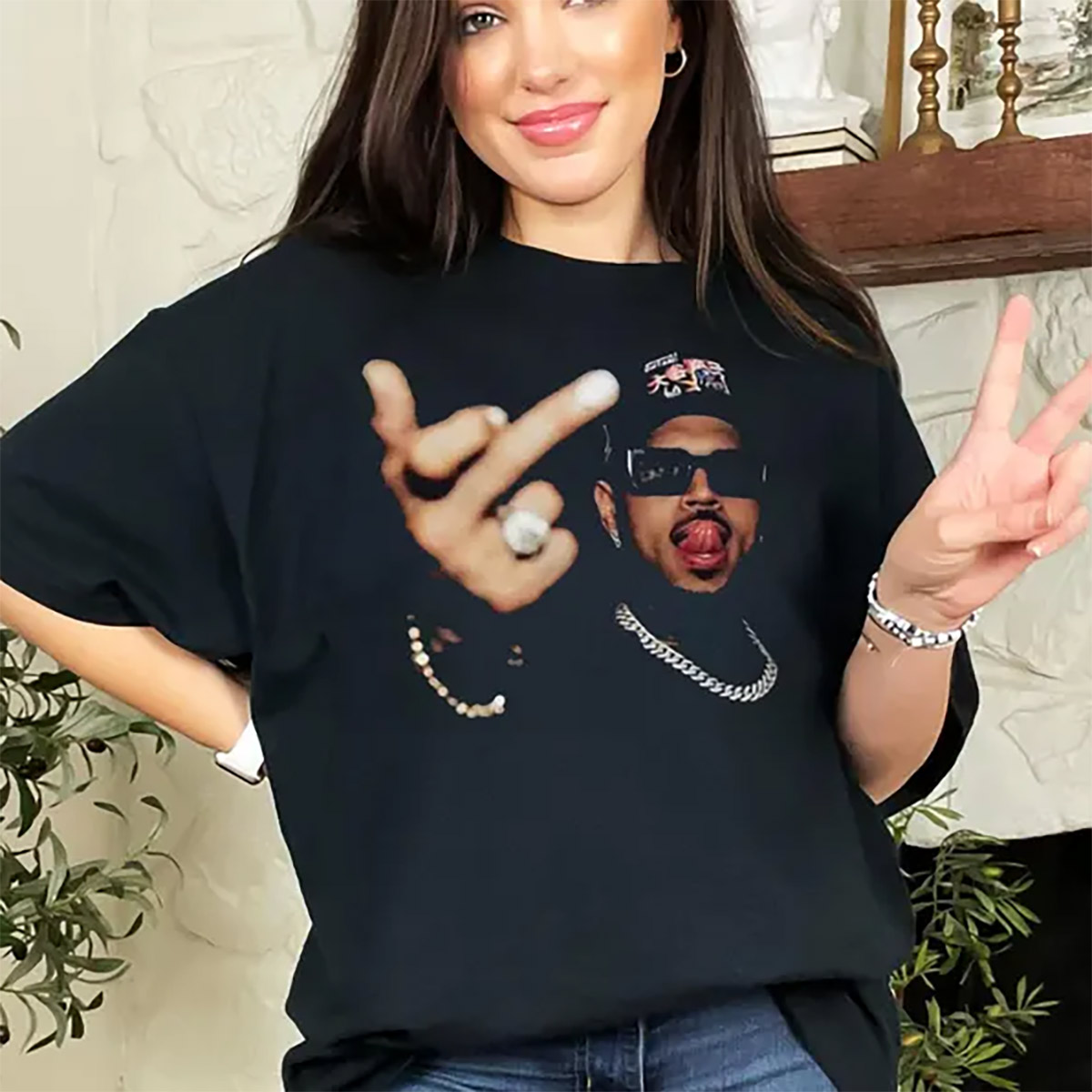 Vintage Chris Brown Middle Finger Funny Graphic Tee Vintage Chris Brown Middle Finger Funny Graphic Tee