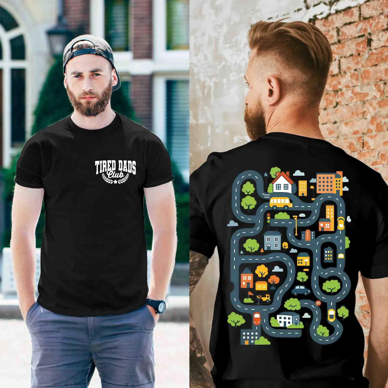 Vintage Tired Dads Club Race Track 2-sided T-shirt Vintage Tired Dads Club Race Track 2-sided T-shirt