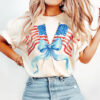 Watercolor Coquette Bow American Flag Patriotic Comfort Colors T-shirt