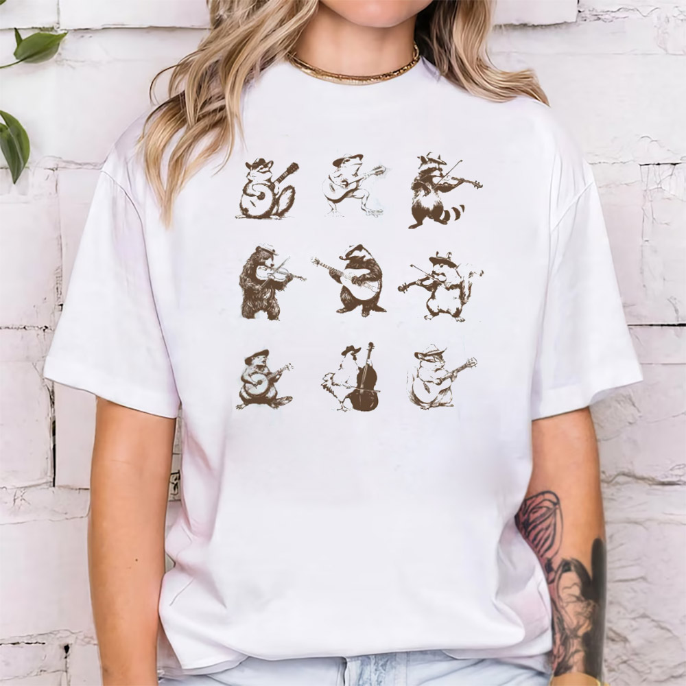 Animal Musician Raccoon Bear T-shirt Animal Musician Raccoon Bear T-shirt